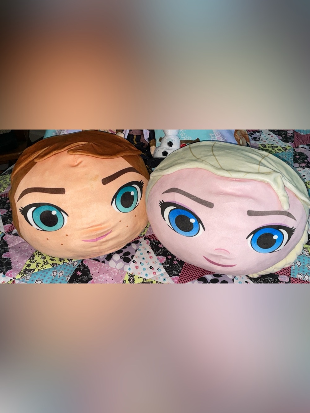 Disney Frozen Anna and Elsa Round Plush Pillows